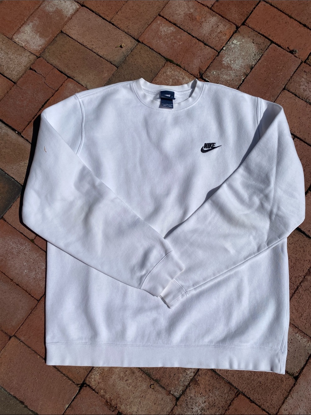 Mens Nike White Crewneck Sweatshirt with Black Swoosh large